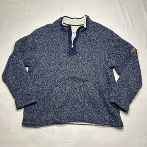 Orvis Sweater Womens XL Blue Navy Pullover 1/4 Zip Sherpa Lined